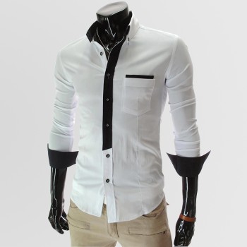 White Designer Shirt with Black Tipping 